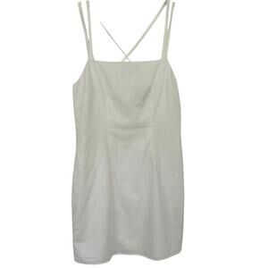 Forever 21 Linen Blend Mini Dress Neutral Summer Small